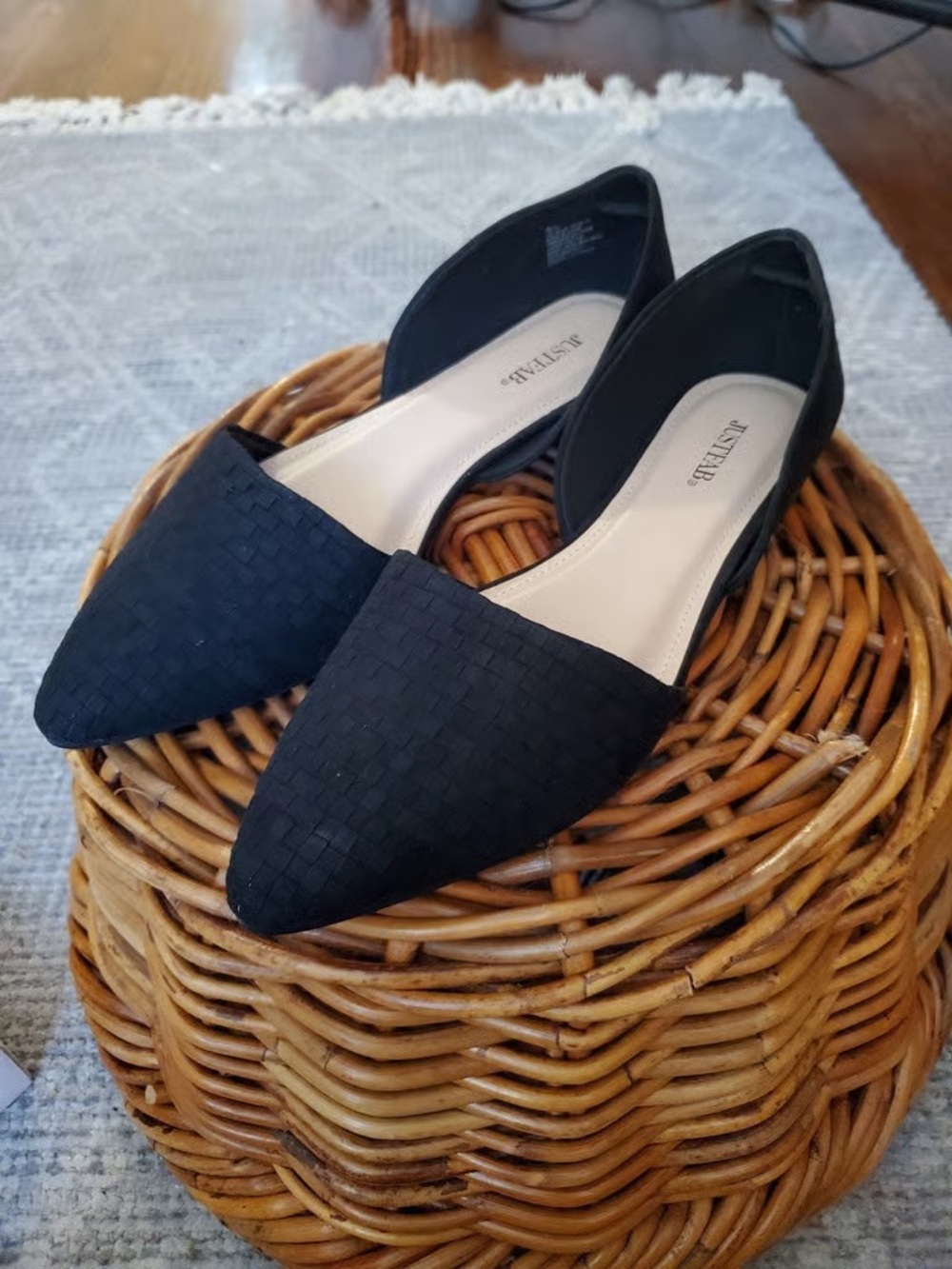 J. Jill Black Woven Pointed-Toe D'Orsay Flats